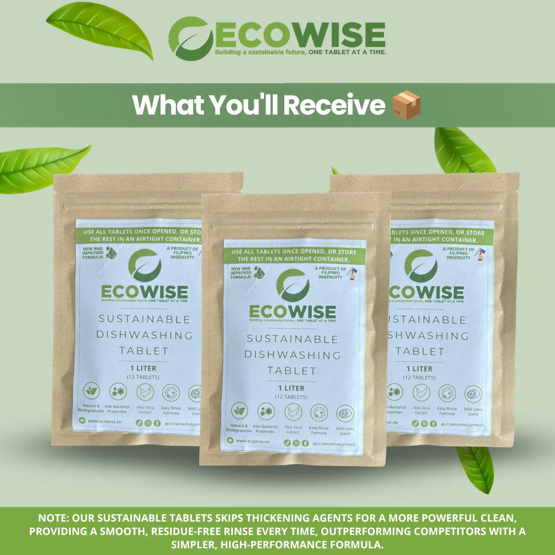 Ecowise Dishwashing Tablets Refill – 48 Tablets | Makes 4-6L | Lime Scent + Aloe Vera
