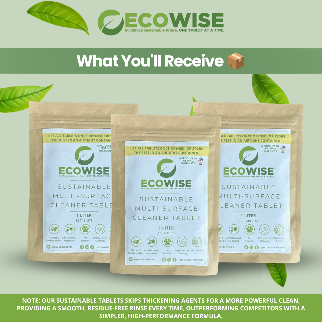 Ecowise Multi-Surface Cleaner Tablets Refill – 48 Tablets | Makes 4-6L | Lemon Scent | Pet Friendly