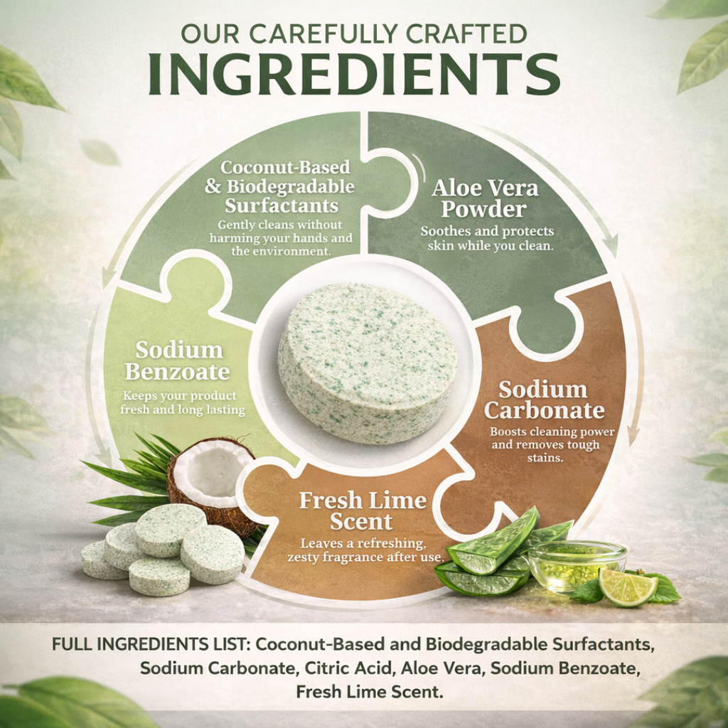 Ecowise Dishwashing Tablets Refill – Lime Scent w/ Aloe Vera(Moisturizer)