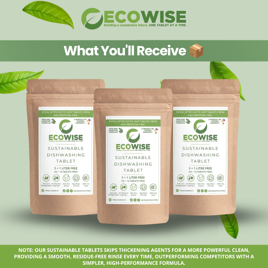 Ecowise Dishwashing Tablets Refill – 48 Tablets | Makes 4-6L | Lime Scent + Aloe Vera