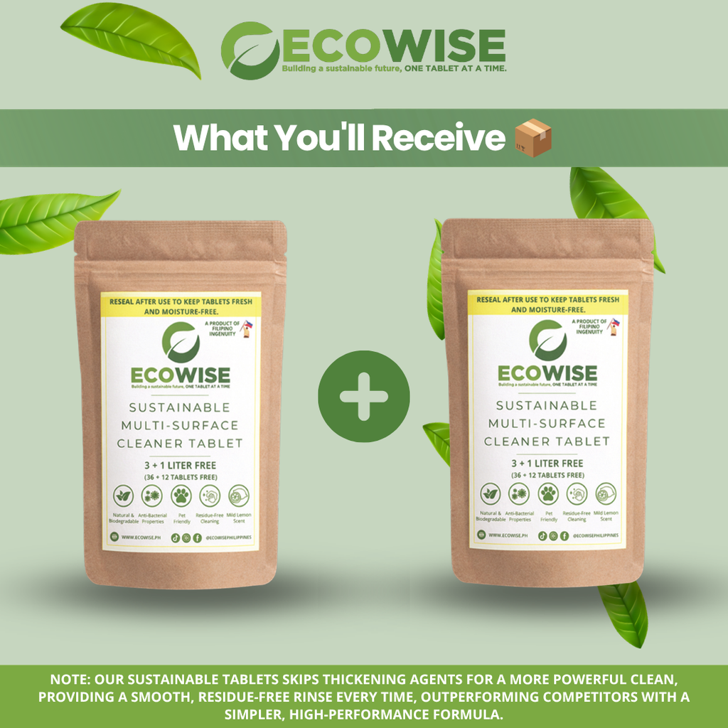 Ecowise Multi-Surface Cleaner Tablets Refill – 48 Tablets | Makes 4-6L | Lemon Scent | Pet Friendly
