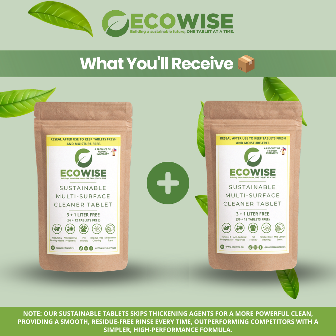 Ecowise Multi-Surface Cleaner Tablets Refill – 48 Tablets | Makes 4-6L | Lemon Scent | Pet Friendly