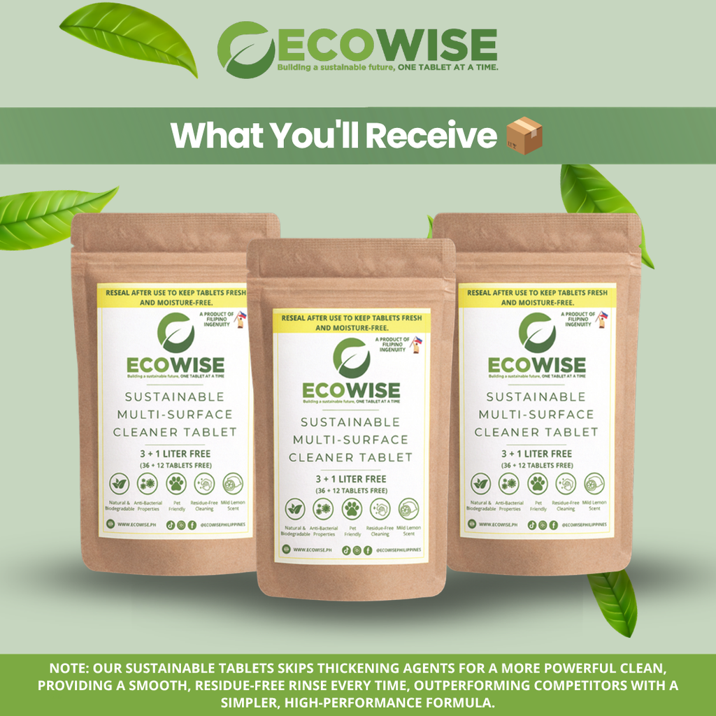 Ecowise Multi-Surface Cleaner Tablets Refill – 48 Tablets | Makes 4-6L | Lemon Scent | Pet Friendly