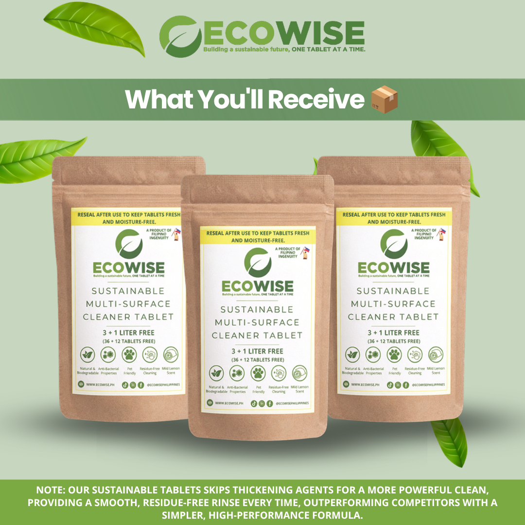Ecowise Multi-Surface Cleaner Tablets Refill – 48 Tablets | Makes 4-6L | Lemon Scent | Pet Friendly